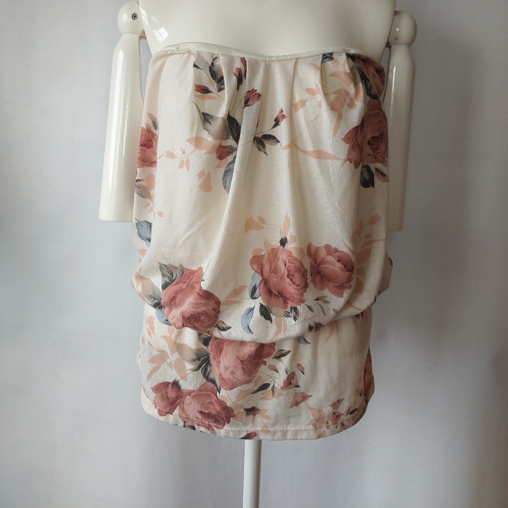 Fiona & Purple Floral Cinched Waist Sleeveless Top